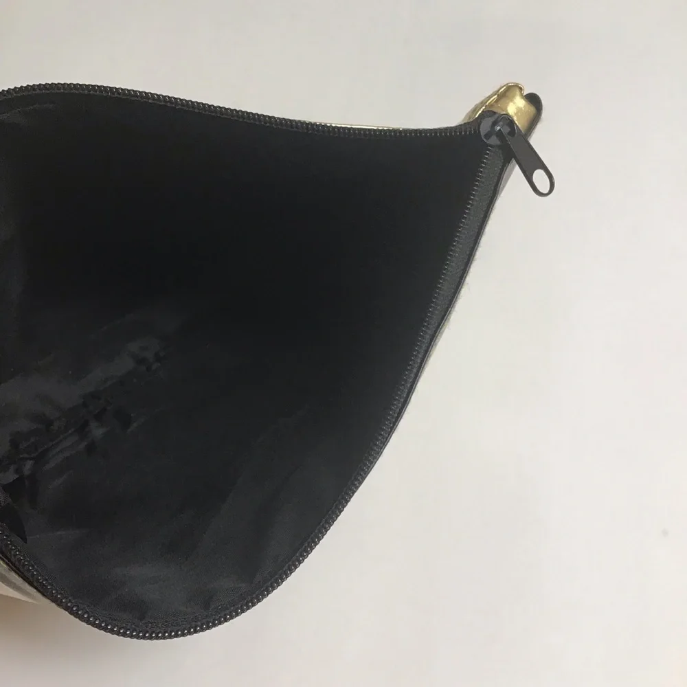 Sephora Makeup Bag Black Gold Stripe Cosmetic Pouch Beauty Organizer Travel 5x8